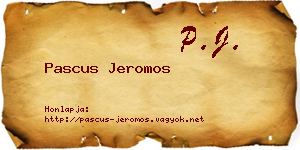 Pascus Jeromos névjegykártya